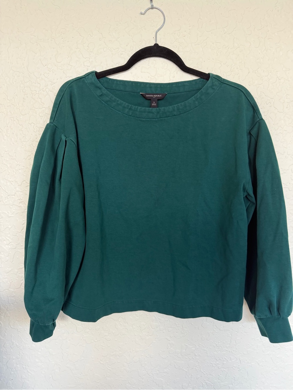 Banana Republic Emerald Green Balloon Sleeve Cotton Top Small